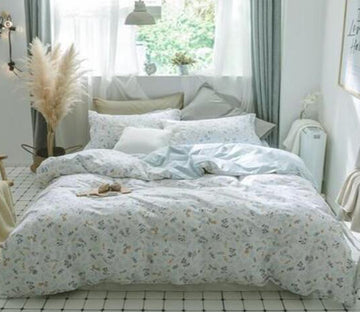 3D Green Floral 15201 Bed Pillowcases Quilt