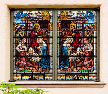 3D Praying Crowd 013 Window Film Print Sticker Cling Stained Glass UV Block