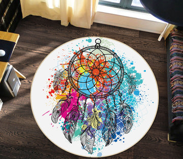 3D Color Dream Catcher 29036 Round Non Slip Rug Mat