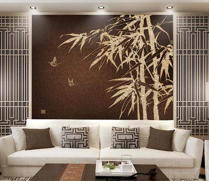 3D Bamboo Leaves 1905 Wall Murals Wallpaper AJ Wallpaper 2 
