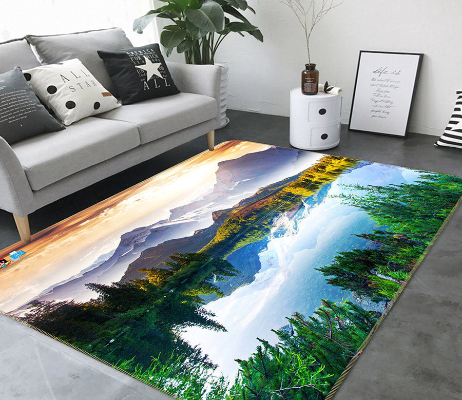3D Mountains Rivers 66050 Non Slip Rug Mat