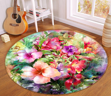 3D Flower 71216 Round Non Slip Rug Mat