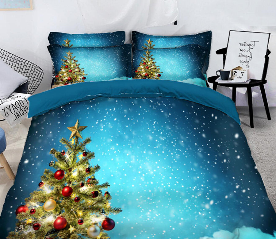 3D Christmas Tree Snow 45213 Christmas Quilt Duvet Cover Xmas Bed Pillowcases