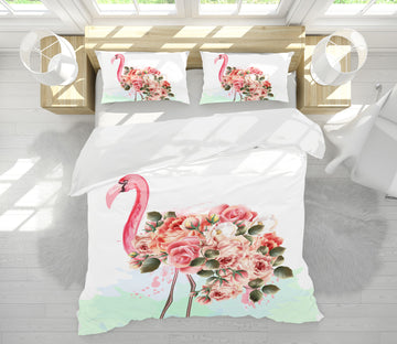 3D Flamingo Flower 15043 Bed Pillowcases Quilt