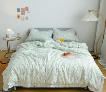 3D Light Green Floral 40244 Bed Pillowcases Quilt
