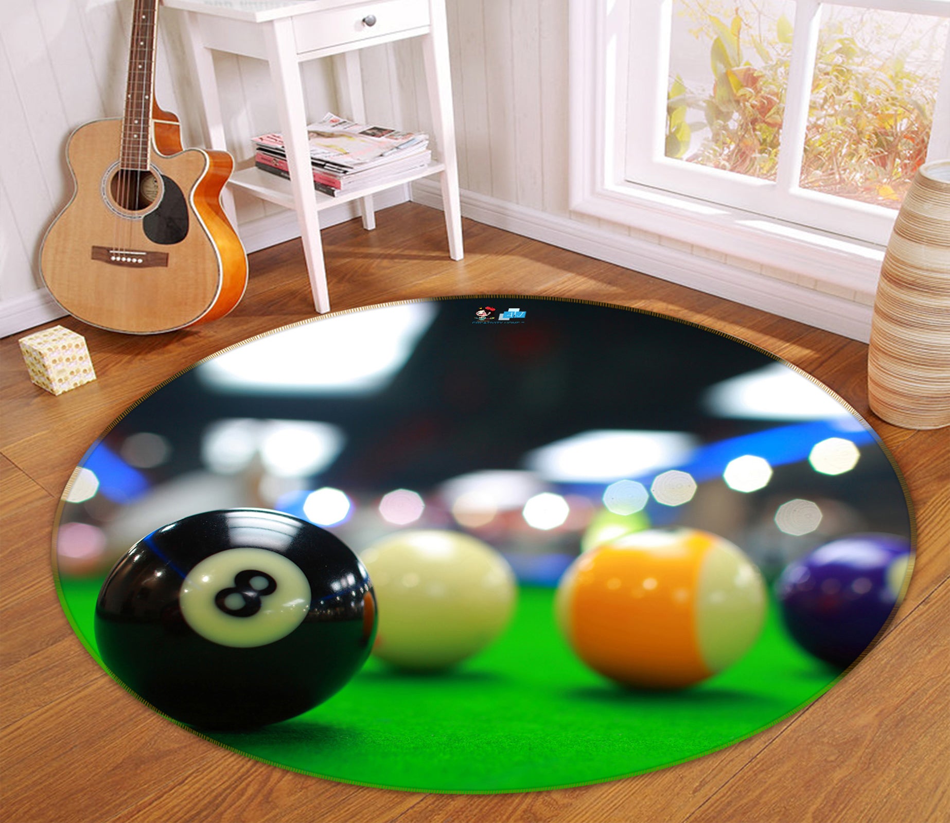 3D Billiard 72271 Round Non Slip Rug Mat