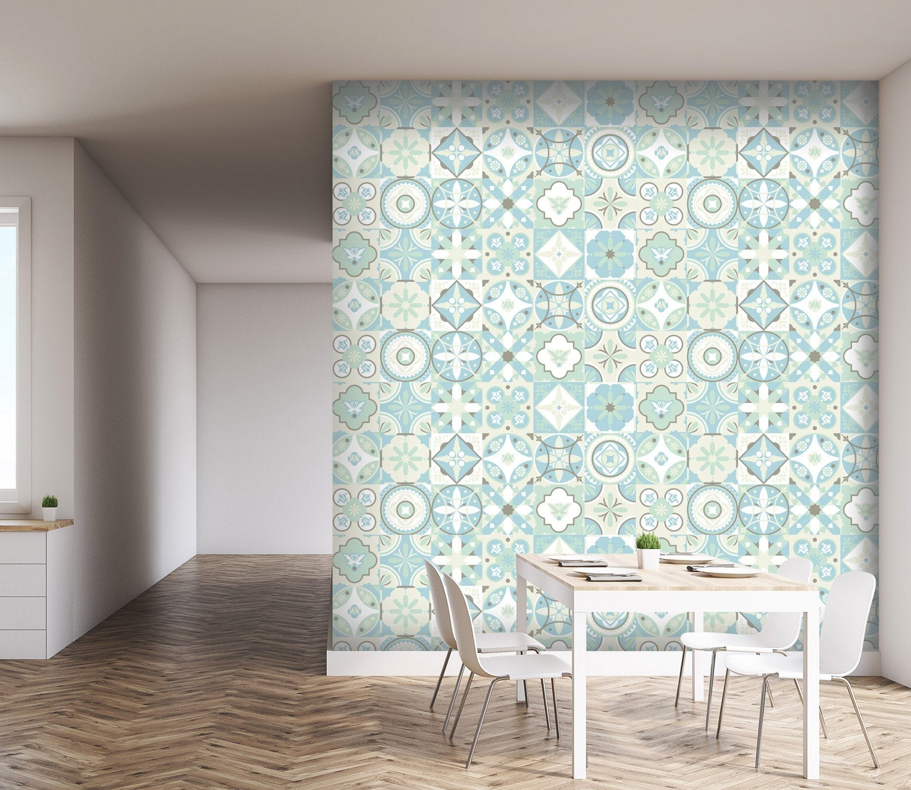 3D Light Blue Mosaic 0101 Marble Tile Texture Wallpaper AJ Wallpaper 2 