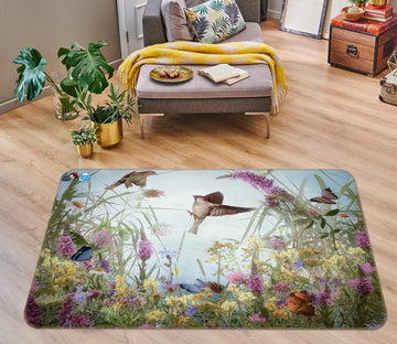 3D Wildflower Bird 5116 Beth Sheridan Rug Non Slip Rug Mat