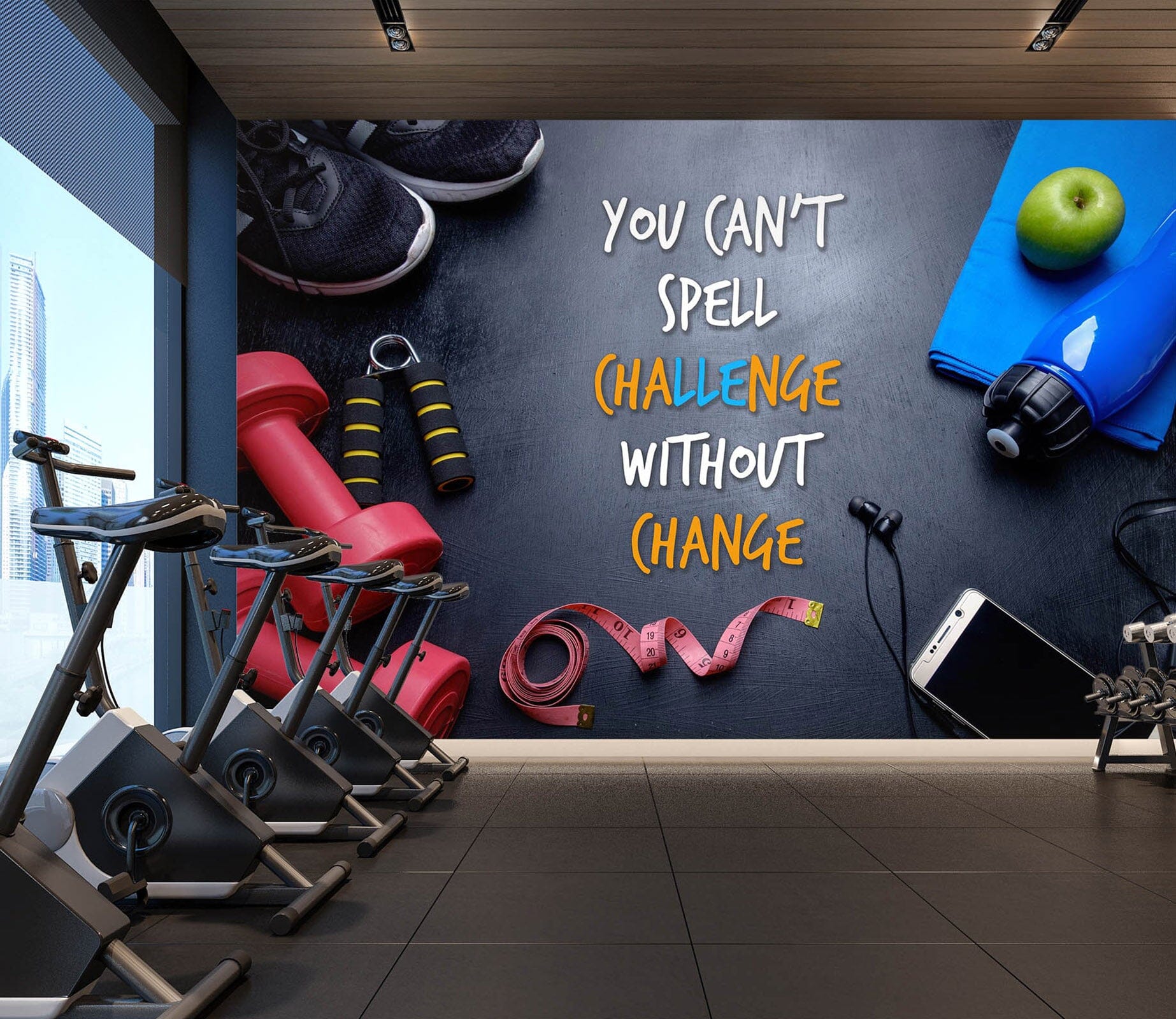 3D Dumbbell Apple 287 Wall Murals Wallpaper AJ Wallpaper 2 
