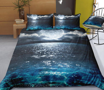 3D Sea Moonlight 1107 Bed Pillowcases Quilt
