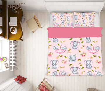 3D Elephant Umbrella 222 Uta Naumann Bedding Bed Pillowcases Quilt Quiet Covers AJ Creativity Home 