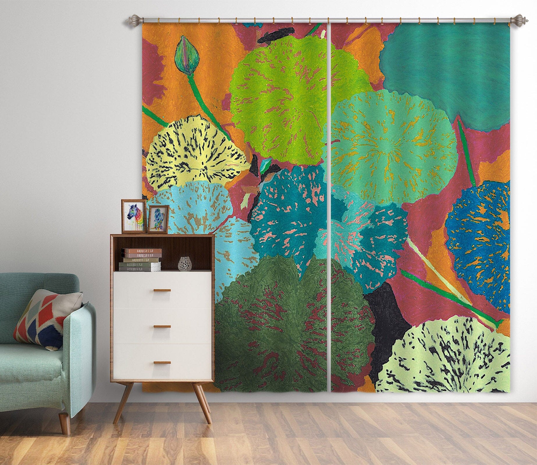 3D Painted Lotus Leaf 283 Allan P. Friedlander Curtain Curtains Drapes Curtains AJ Creativity Home 