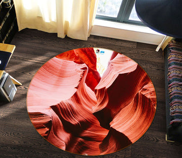 3D Red Pattern 64085 Round Non Slip Rug Mat