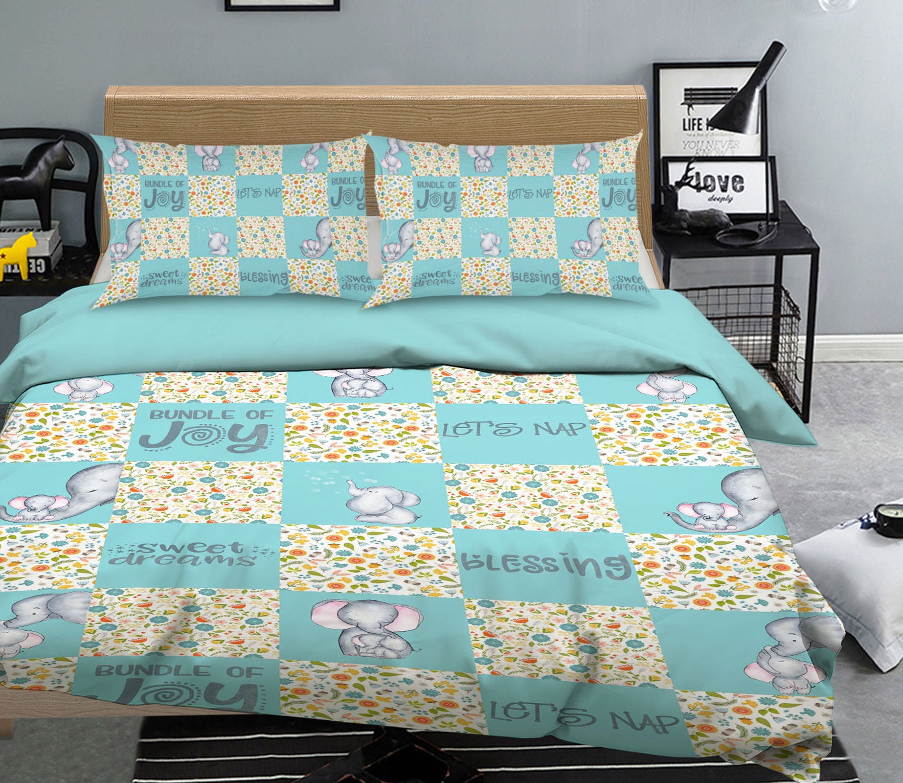 3D Elephant Flower 238 Uta Naumann Bedding Bed Pillowcases Quilt