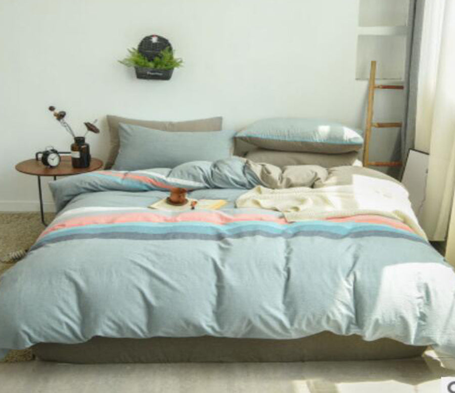 3D Light Green Colored Horizontal Bars 15038 Bed Pillowcases Quilt