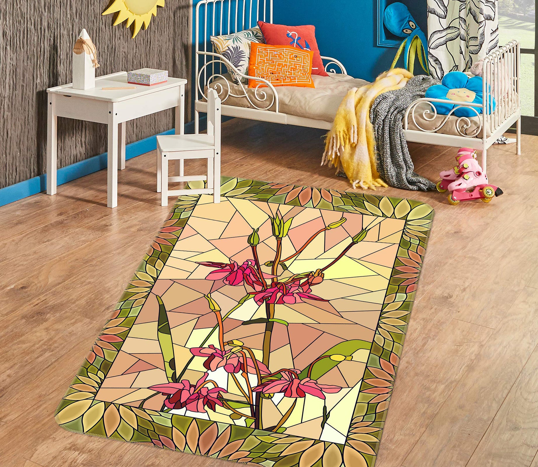 3D Brown Pattern 33080 Non Slip Rug Mat