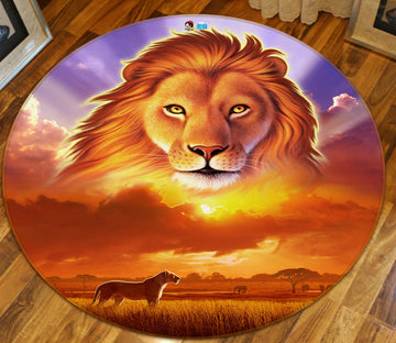 3D Lion 83136 Jerry LoFaro Rug Round Non Slip Rug Mat