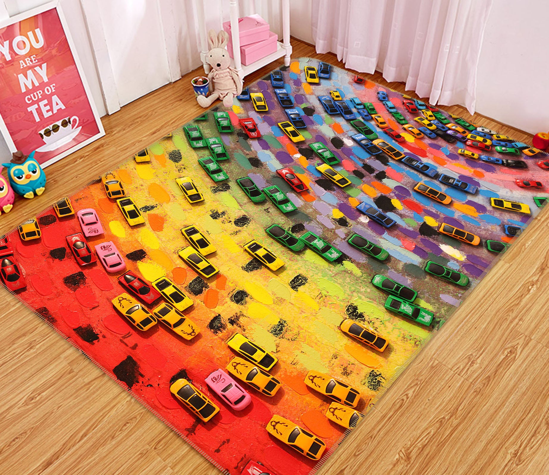 3D Rainbow Car 36168 Non Slip Rug Mat