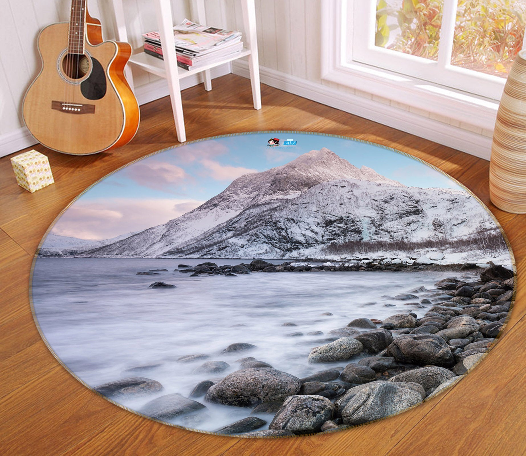 3D Seaside Stone 69137 Round Non Slip Rug Mat