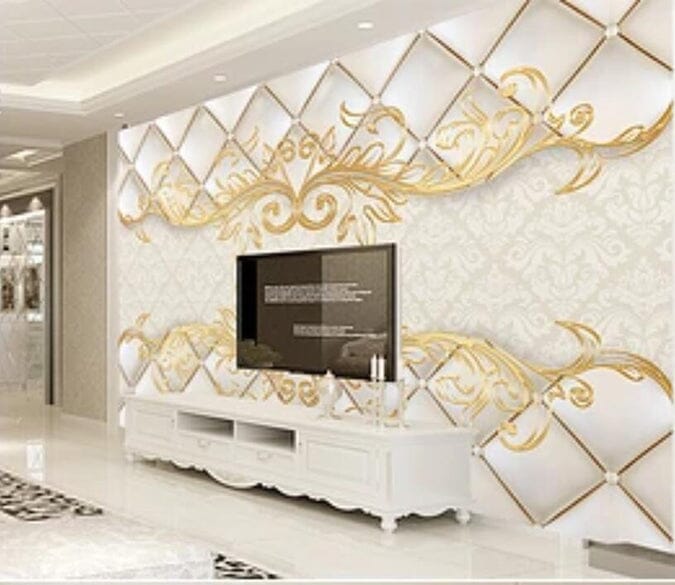 3D Golden Flowers 2562 Wall Murals Wallpaper AJ Wallpaper 2 