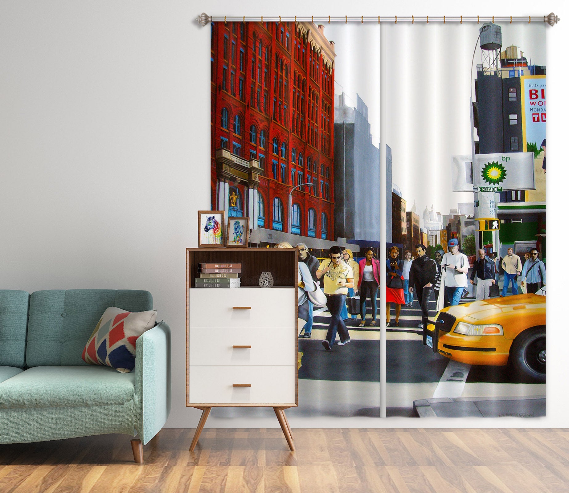 3D Street Pedestrians 11027 Matthew Holden Bates Curtain Curtains Drapes