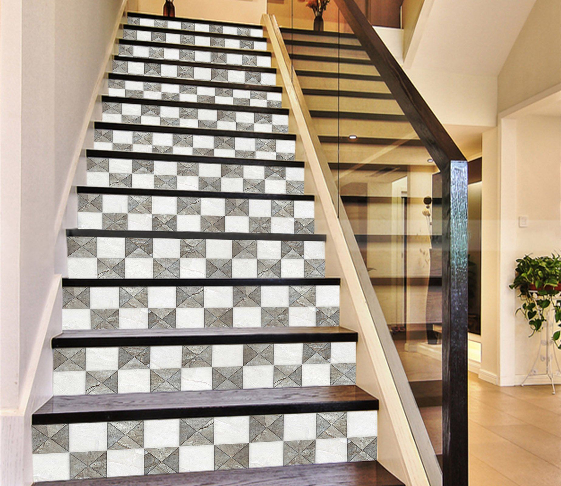 3D Key Mosaic 6740 Marble Tile Texture Stair Risers Wallpaper AJ Wallpaper 