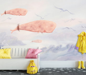 3D Pink Whale 1431 Wall Murals Wallpaper AJ Wallpaper 2 