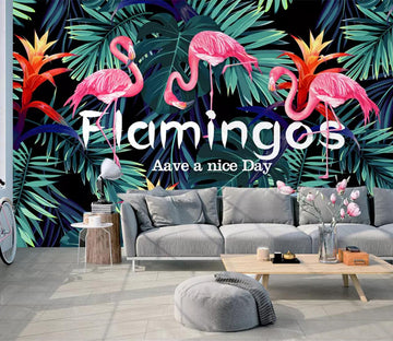 3D Flamingo Woods WC672 Wall Murals