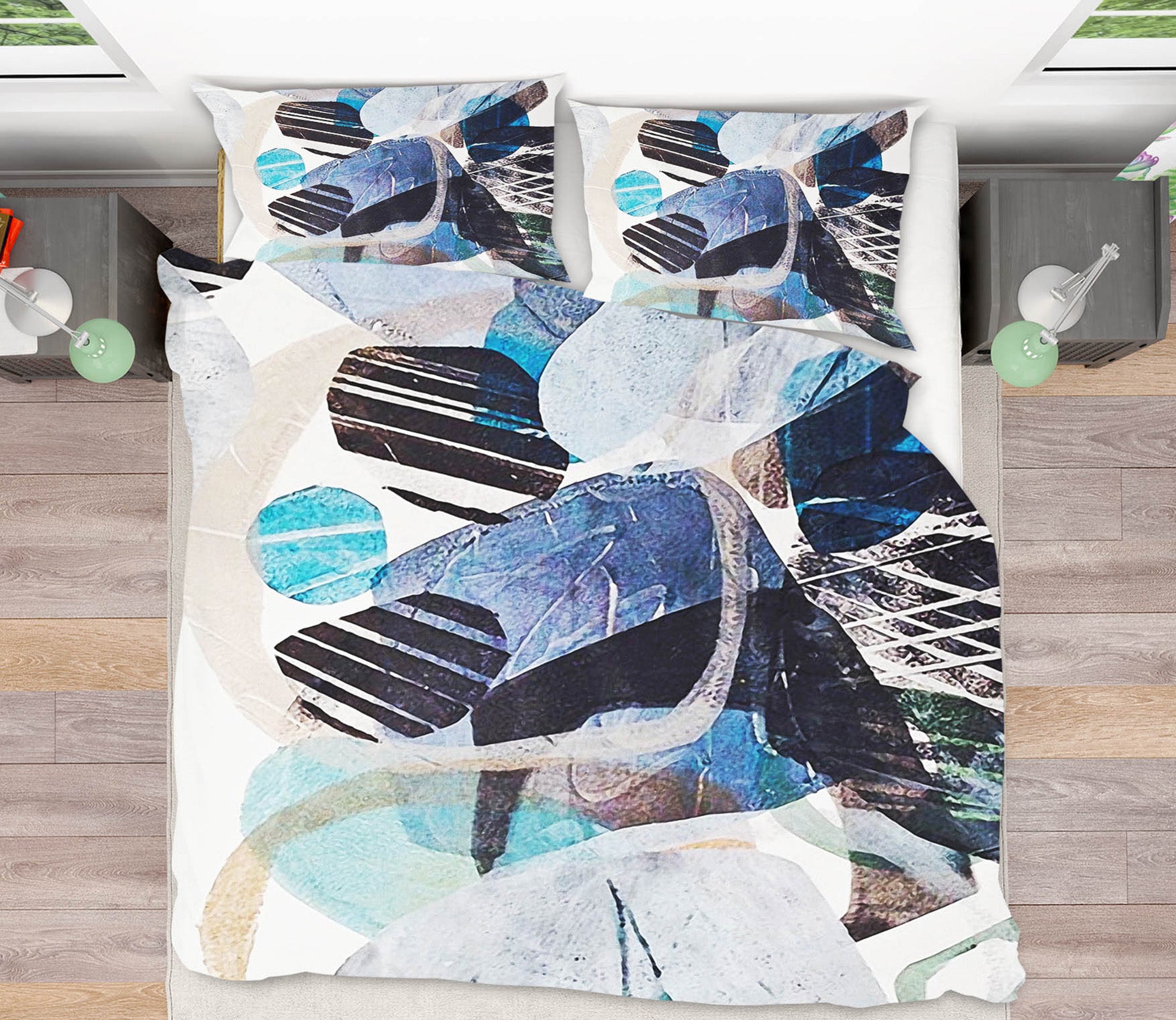 3D Blue Block 12138 Bed Pillowcases Quilt