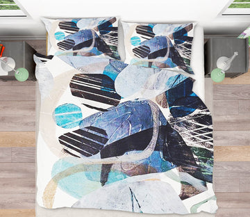 3D Blue Block 12138 Bed Pillowcases Quilt