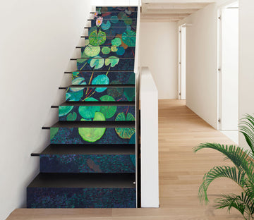 3D Green Lotus Leaf Painting 9062 Allan P. Friedlander Stair Risers