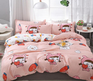 3D Cartoon Girl Carrot 12149 Bed Pillowcases Quilt