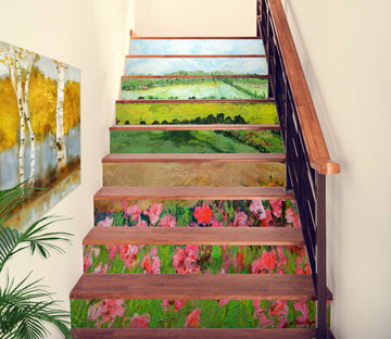 3D Pink Flower Lawn 9053 Allan P. Friedlander Stair Risers