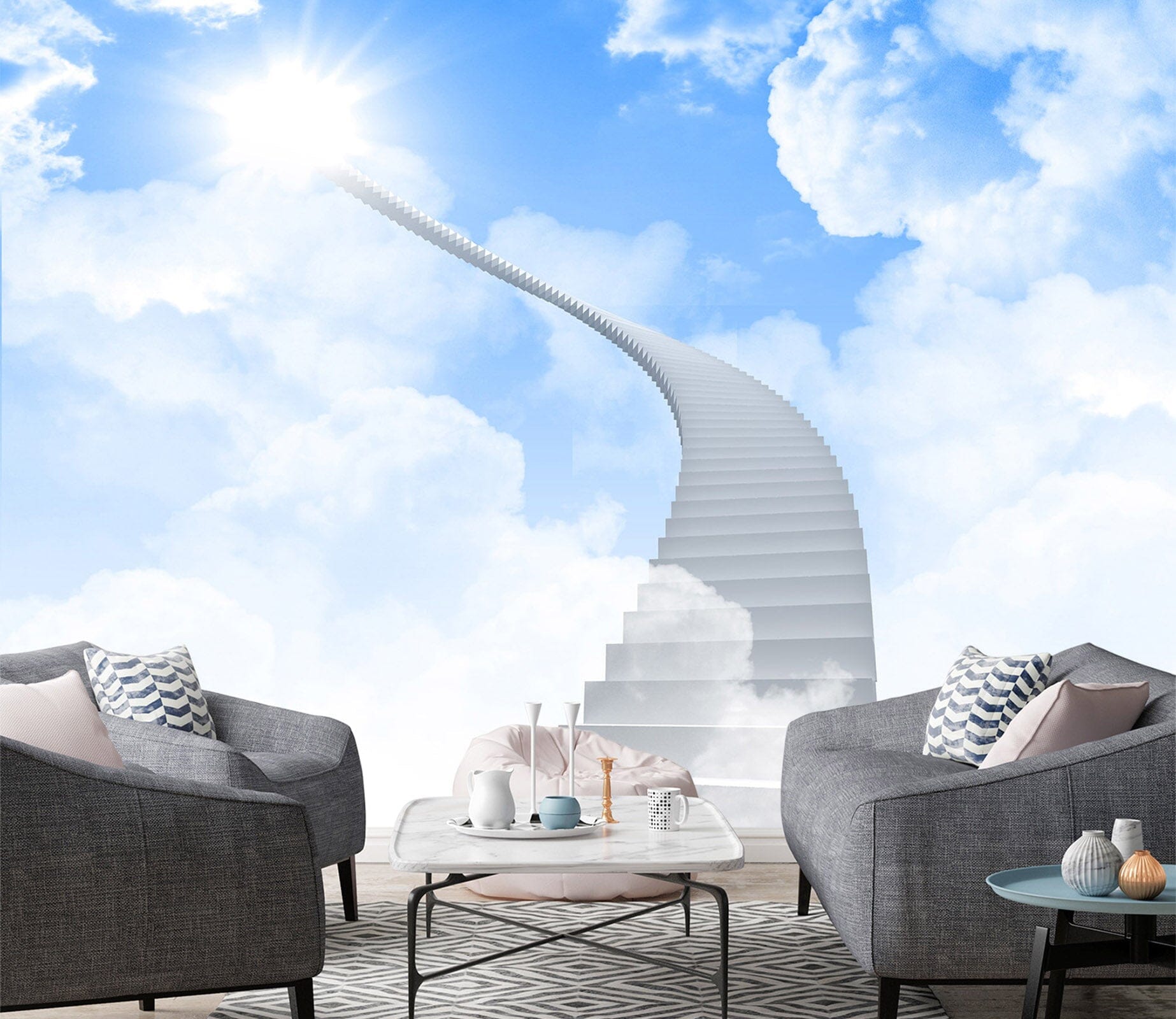 3D Blue Sky White Clouds 1466 Wall Murals Wallpaper AJ Wallpaper 2 