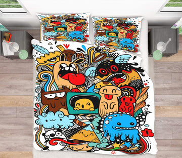 3D Little Monsters 60028 Bed Pillowcases Quilt