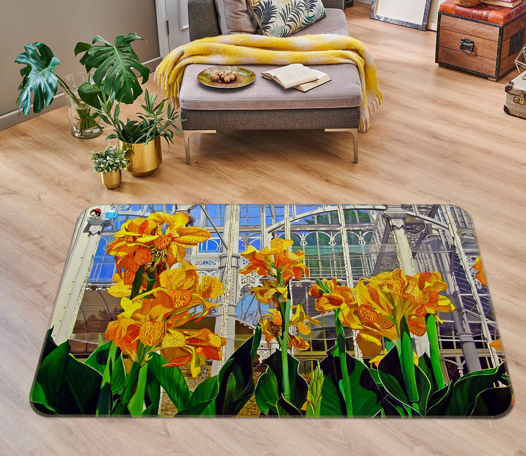 3D Flower Bush 11145 Matthew Holden Bates Rug Non Slip Rug Mat