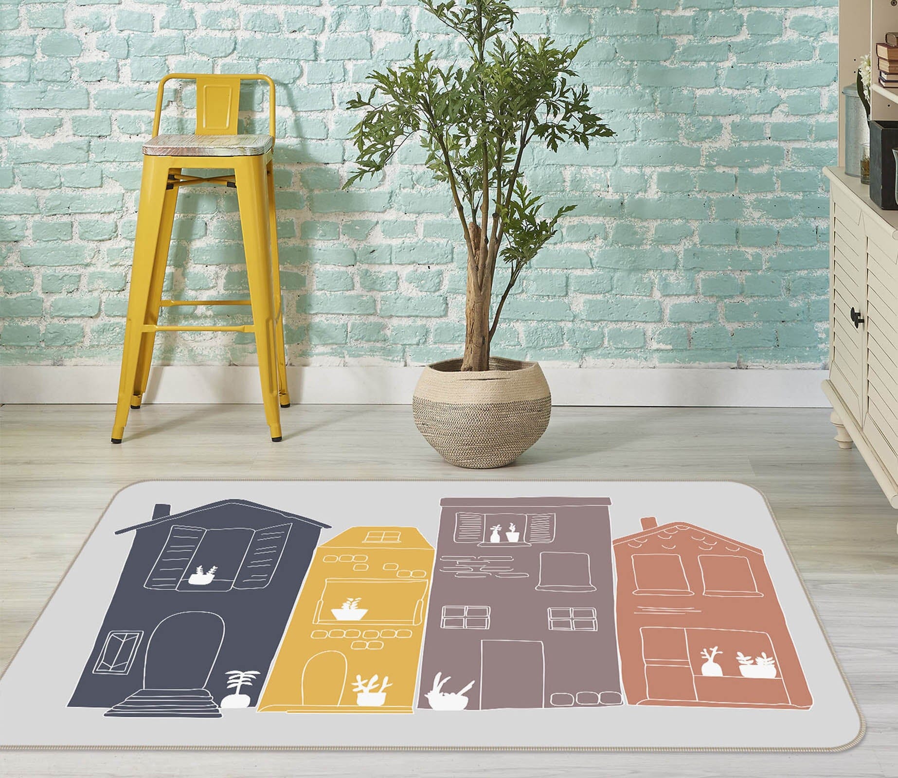 3D Cute House 1103 Jillian Helvey Rug Non Slip Rug Mat Mat AJ Creativity Home 