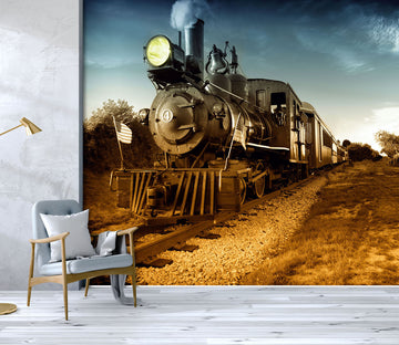 3D Vintage Train 250 Vehicle Wall Murals
