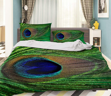 3D Peacock Feather 1919 Bed Pillowcases Quilt Quiet Covers AJ Creativity Home 