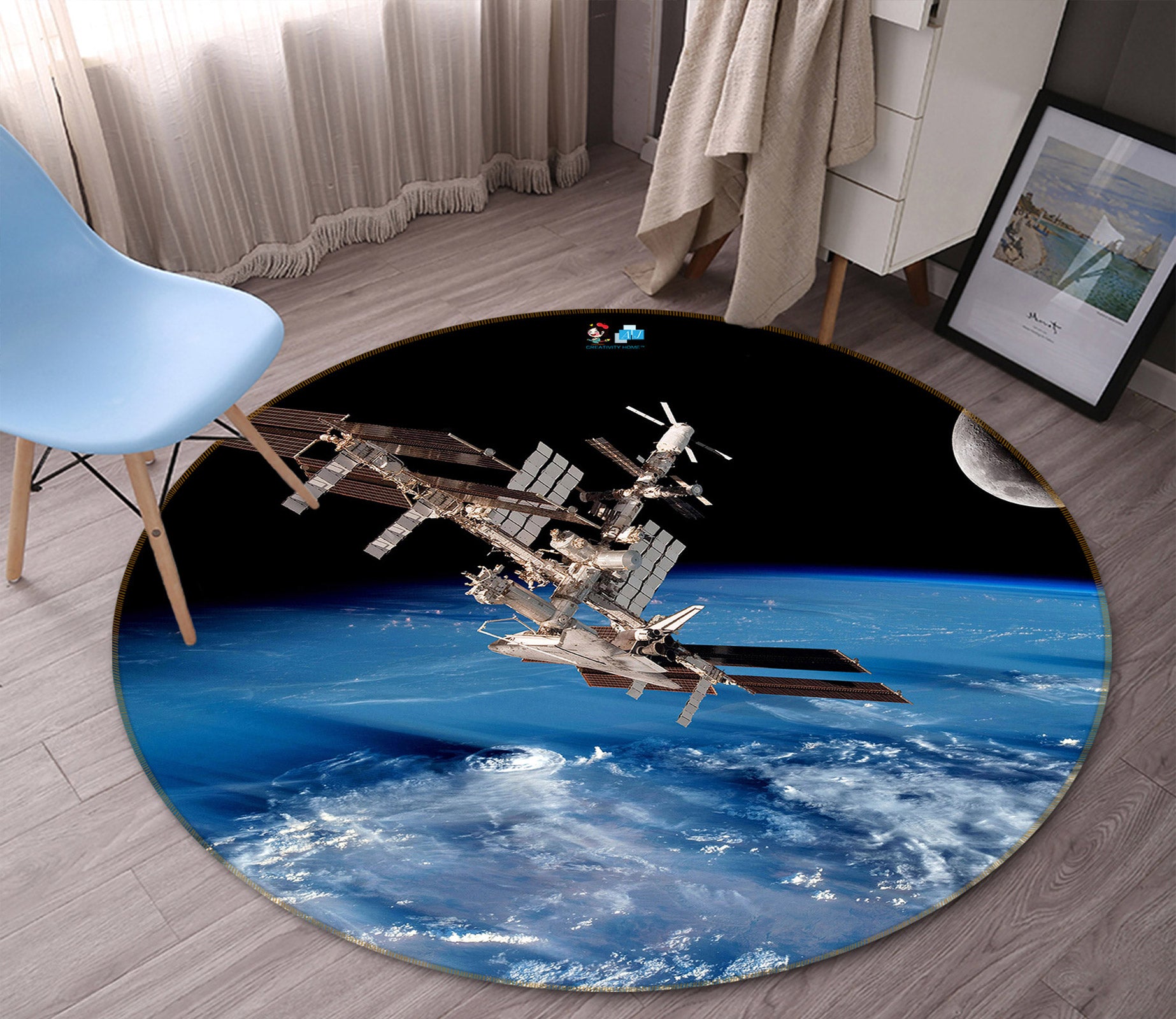 3D Satellite 72272 Round Non Slip Rug Mat