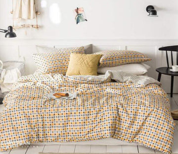 3D Yellow Grid 16037 Bed Pillowcases Quilt