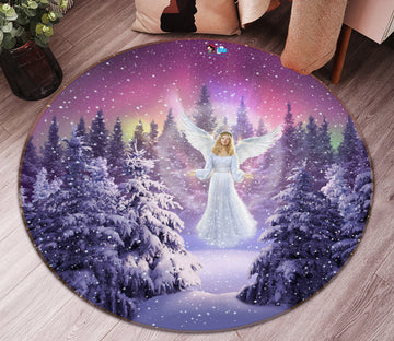 3D Snowfield Angel 83144 Jerry LoFaro Rug Round Non Slip Rug Mat