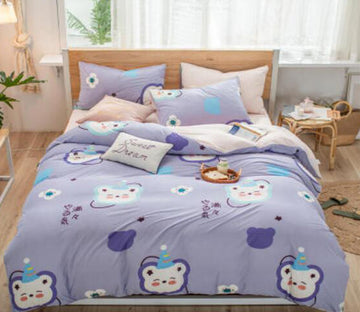 3D Purple Bear 40281 Bed Pillowcases Quilt
