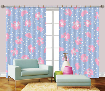 3D Pink Flowers Pattern 11181 Kashmira Jayaprakash Curtain Curtains Drapes