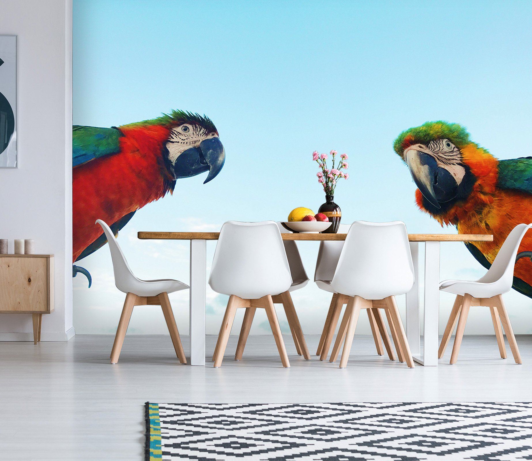 3D Blue Sky White Parrot 567 Wallpaper AJ Wallpaper 
