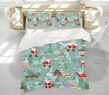 3D Santa Claus Houses 51091 Christmas Quilt Duvet Cover Xmas Bed Pillowcases
