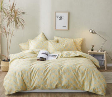 3D Light Yellow 15178 Bed Pillowcases Quilt