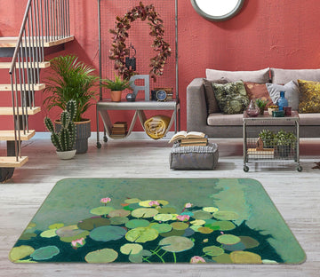 3D Green Lotus Pond 1118 Allan P. Friedlander Rug Non Slip Rug Mat Mat AJ Creativity Home 