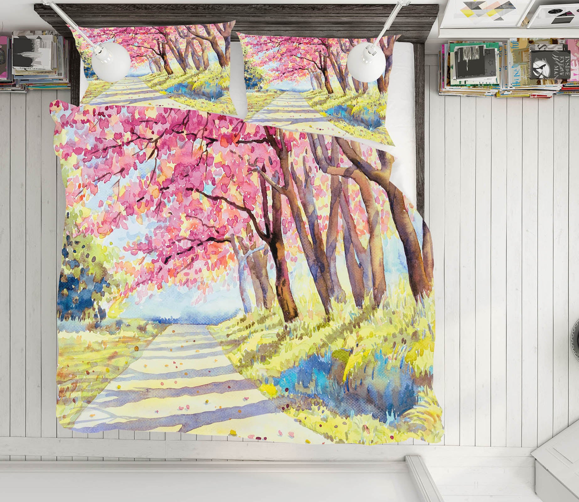 3D Pink Tree Path 60243 Bed Pillowcases Quilt
