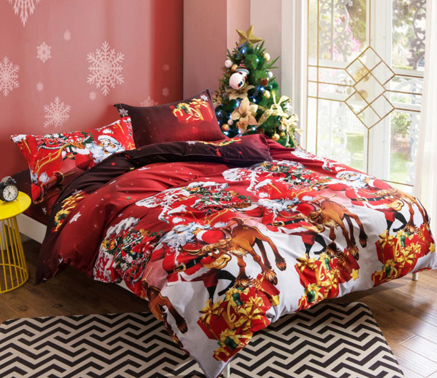 3D Santa Claus Pattern 45230 Christmas Quilt Duvet Cover Xmas Bed Pillowcases